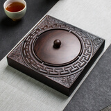 伽嗒 办公室木质烟灰缸带盖家用茶台防风创意个性客厅黑檀木实木复古中式商务烟缸 黑檀 福绿寿喜（大号）带盖