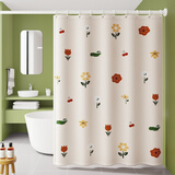 挑三拣四 浴室浴帘布防水防霉浴帘卫生间干湿分离遮挡隔断帘卧室窗帘门帘加厚挂帘免打孔 缤纷小花（织布加厚） 宽180*高200+环+2.0伸缩杆+绑带