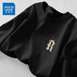 真维斯（Jeanswest）白色打底衫男2025新款春秋重磅纯棉内搭上衣学生圆领长袖T恤男士 黑色(复古字体胸标) L (175) (收藏加购优先发)