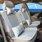 鸣帆 汽车坐垫主驾驶夏季凉垫单个冰丝座垫后排单片编织通风透气全包围车用一张通用座套 五座抱枕（拍下备注颜色）