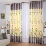 曦和阳光定制窗帘成品飘窗半遮光布帘卧室阳台窗帘印花布料长帘 灰色荷塘月色 宽3.0*高2.7-挂钩加工一片 片