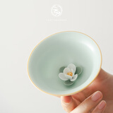 陶云尚（tao Yun Shang）汝窑手捏花茶杯开片可养主人杯品茗杯陶瓷功夫茶具茶碗个人单杯 CDL-汝窑【手捏花 斗笠杯】粉青