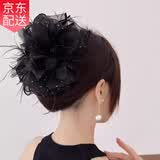 缔晶欧根纱玫瑰发夹后脑勺2026新款高端抓夹女520送女朋友礼物送老婆 满天星花朵羽毛抓夹