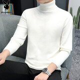 花花公子（PLAYBOY）毛衣男高领秋冬季针织衫男士外套男装保暖打底衫线衣服 白色 XL