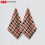 金号纯棉儿童毛巾正方形洗脸方巾 花式线提缎菱形小毛巾抹手巾 棕色2条