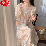 浪莎（LangSha）公主风睡裙女夏季出门甜美睡衣高级感ins宽松薄款家居服