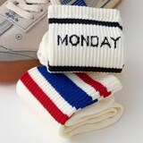 港风小众条纹彩虹长袜子男女个性潮流高腰长筒高筒袜配工装裤马丁靴街拍高帮潮牌ins街头潮袜元点元创 2红蓝条纹 2黑条纹 男女可穿/36-43码