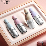 左都（ZUODU） 太阳伞小巧便携遮阳伞防紫外线女自动伞折叠晴雨伞五折自动伞 钛银防晒—粉末蓝