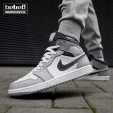 耐克（NIKE）【严选好物】bebe8耐克AJ1 Air Jordan 1 MID 男女中帮休闲篮球鞋  烟灰灰白554724-078 42