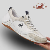 公羊板鞋男2025新款德训鞋男透气运动休闲鞋男真皮秋季小白鞋子男百搭 白色四季款 38 (240mm)