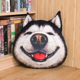 二哈3d狗头哈士奇抱枕可爱靠枕床头靠垫汽车沙发卧室男生搞怪网红 二哈大笑 中号50cm