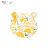 Kordear 婴儿帽子0-6个月夏天新生儿帽子 女夏季薄款男宝宝纯棉纱布遮阳帽初生平檐渔夫帽夏 柠檬色印花<防风款> 帽围45cm（建议3-6个月）