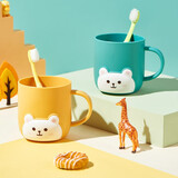 中麒 儿童牙刷杯子洗漱漱口杯刷牙杯子牙桶套装创意牙缸杯可爱牙刷杯 小熊漱口杯绿色