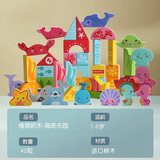 木玩世家木制积木拼装大颗粒益智宝宝婴儿童早教女男孩桶玩具1-2-3岁6礼物 海洋-情景积木+17种海洋动物