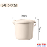 BAIWEN家用塑料水桶带盖塑料桶儿童小水桶盆桶美术画画水桶户外装水桶 1个6#4L带盖卡其22*20CM