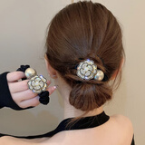 BARY REEF时尚玫瑰花大肠发圈女皮筋扎头马尾头绳网红新款扎丸子头发饰 珍珠花朵大肠发圈2个