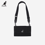 KANGOL官方轻奢信封包手拿刺绣独立分层单肩斜跨韩版休闲潮牌学生手机包 黑色