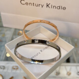 CENTURY& KINDLE轻奢高级感满天星情侣手镯刻字男女简约带钻钛钢玫瑰金色开口手镯 满天星手镯一对【联系客服备注】