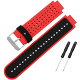 钟米适用佳明Forerunner235 220 230 620 630 735XT硅胶表带腕带 正红内黑