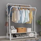 乐活时光简易衣帽架落地衣架金属室内晾衣服架子卧室收纳衣服架挂衣架 白色双层双杆普通款110cm