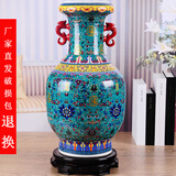 泥之恋景德镇瓷器 欧式简约陶瓷落地大花瓶 客厅落地摆件现代时尚瓷瓶 珐琅彩花瓶