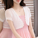 朵胤夏季百搭的雪纺短款小披肩薄外套蕾丝开衫小坎肩外搭女 白色 S