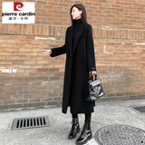 皮尔卡丹（pierre cardin）赫本风大衣女长款2024年秋冬新款黑色双面羊绒大衣女毛呢外套显瘦 黑色 S 建议108斤以内