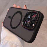 魔杰乐 适用苹果17promax手机壳磁吸充电iPhone16promax手机保护套沙漠色全包防摔软胶肤感磨砂简约轻奢 磁吸黑色【莱卡系列-金属镜头圈】 iPhone15ProMax