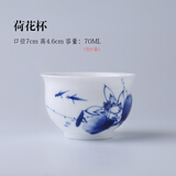 末都景德镇青花瓷品茗杯单只功夫茶具茶杯 手绘茶盏小茶碗陶瓷主人杯 荷花款【70ML】