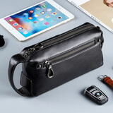 T-Land 真皮手包男头层牛皮大容量手抓包时尚个性韩版潮流休闲软皮手拿包 520经典款