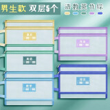 西语透明网格学科科目分类袋双层A4文件袋小学生试卷收纳袋拉链袋透明书袋课本分科学习资料手提文具袋 【双层男生款5个】语数英综合作业