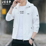 JEEP SPIRIT防晒衣服男士夏季轻薄夹克上衣男士新款旅游透气男装户外超薄外套 白色 M
