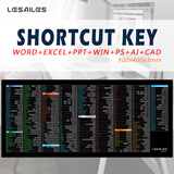 飞遁LESAILES快捷键大全大号鼠标垫 锁边加厚办公电脑桌垫900*400*3mm