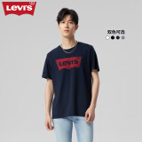 Levi's【全新升级】李维斯新版情侣同款短袖T恤logo印花 藏蓝色0002 XL