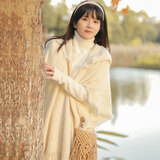 乐卡利 披肩女 云南旅行民族风拍照外搭女斗篷秋冬丽江大理ins风白色 波西米亚流苏【米白色】