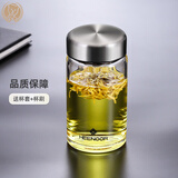 希诺（heenoor）玻璃杯单层加厚大容量男女士办公泡茶杯带滤网家用便携车载水杯子 轻奢本-360毫升【带滤网】 【高硼硅玻璃杯体】带杯套