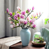 花艺赫家饰（HUA YI HE JIA SHI）高档PU手感新中式含苞玉兰花仿真花客厅餐桌装饰假花摆件摆设插花 手感含苞玉兰花 紫色【2支】