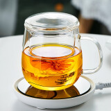 绿昌明 茶杯玻璃茶水分离杯过滤内胆带盖耐热泡茶杯居家办公茶杯子茶具 亭韵杯320ml