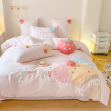 棉花使者（cottonenvoy）床单四件套纯棉被套卡通四件套全面水洗棉四件套纯棉儿童女孩床品 水洗纯棉-【粉色甜筒】 50支 赠送一个抱枕 2.0 床单款 被套220*240cm 四件套