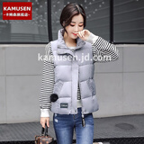 卡姆森2025年新款棉马甲女韩版秋冬棉服背心外穿学院风休闲马夹外套女 灰色 XL【120-140斤】