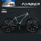 永久（FOREVER） 山地车自行车成人上班男女变速学生越野减震青少年单车公路赛车 钢架-十刀轮-灰色 26英寸 24速【加粗减震】数字变速