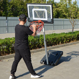 快乐小蓝球成人篮球架家用幼儿园可升降移动室内青少年儿童训练投篮球框户外 034青少年款+弹簧：1.45-2.6米
