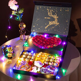 德芙（Dove）巧克力礼盒装新年214情人节礼物女神生日礼物送男女友老婆闺蜜 双层巧克力金花玩偶款礼盒装243g