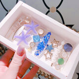 龙姑娘网红森系仙女学生珍珠发夹卡子少女一字边发卡夹子发饰礼物 蓝色系超值8个装【礼盒装】