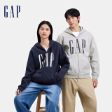 Gap男女装2024秋季新款印花字母logo抓绒连帽卫衣休闲660128外套 灰色 165/88A(S) 亚洲尺码