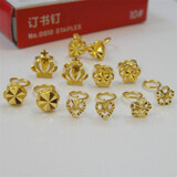 芙蕖黄金小耳钉999足金女耳针皇冠桃花爱心花朵弯钩养耳饰 【单只*弯钩】小桃心约0.21克