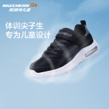 Skechers斯凯奇儿童运动鞋春秋女童魔术贴休闲鞋中大童轻质跑步鞋303601L 403723L黑色/炭灰色/BKCC 32