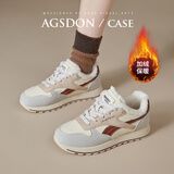 奥古狮登（Agsdon）休闲鞋女厚底冬季鞋子女学生百搭加绒华夫鞋女鞋 Y111052 米杏 37