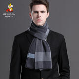 稻草人（MEXICAN）围巾男女士年轻人生冬季百搭简约羊毛格子高档围脖潮送男友礼物 51126【羊毛混纺】