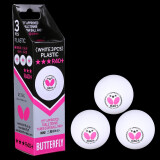 蝴蝶牌（BUTTERFLY）Butterfly蝴蝶三星乒乓球 3星新材料40+mm世乒赛国际比赛用球 【升级版】R40+（白色）3只装